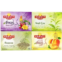 Günvit Form + Kayısılı Form + Rezene + Yeşil Bardak Poşet Çay 4 x 20'li