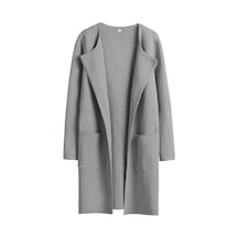 Sonbahar Ve Kış Aylarında Rahat Günlük Yakalı Kadın Kaban Haki