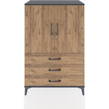 Hyperion Dolap 2 Raflı 3 Çekmeceli 2 Kapaklı 88x44x134 Antrasit-çam Antrasit