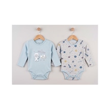 Mother Love %100 Organik Pamuk 2'li Uzun Kol Body 0-36 Ay Mavi