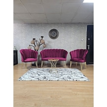 Zafir Gold Kaplama Tel Ayak Papatya Çay Seti Koltuk Takımı , Balkon, Salon, Ofis, Cafe Koltuk Takımı Bordo
