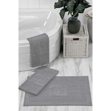 3 Lü Banyo Ayak Havlusu %100 Pamuklu 50x70 Cm Açık Gri Renkli