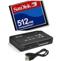 Sandisk 512 MB Compact Flash Hafıza Kartı + USB 2.0 CF Kart Okuyucu