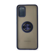 Samsung Galaxy  Uyumlu,  A02s Kılıf Montreal Yüzüklü Silikon Kapak - Lacivert