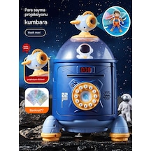 Mengtuo Roket Şifre Kumbara Parayı Yalnızca İçeri Ve Dışarı Otomatik Olarak Yuvarlar Simülasyon Parmak İzi Çocuk Kumbarası Yükseltilmiş Versiyon Mavi