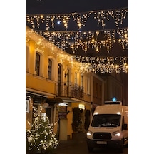 2M Saçak Led 144 Ledli 16 Saçaklı Eklenebilir IP65 Dış Mekan Gün Işığı Beyaz Flaşlı Led Işık Yılbaşı Süsü Ev Süsleme