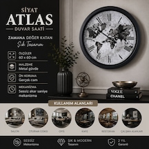 Siyah Atlas 60 X 60 Cm Metal Duvar Saati