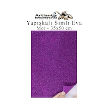 Yapışkanlı Simli Eva 35x50 Cm 1 Adet Simli Yapışkanlı Eva Süngeri Okul Kreş Anasınıfı Elişi Etkinlikleri Hobi Mor