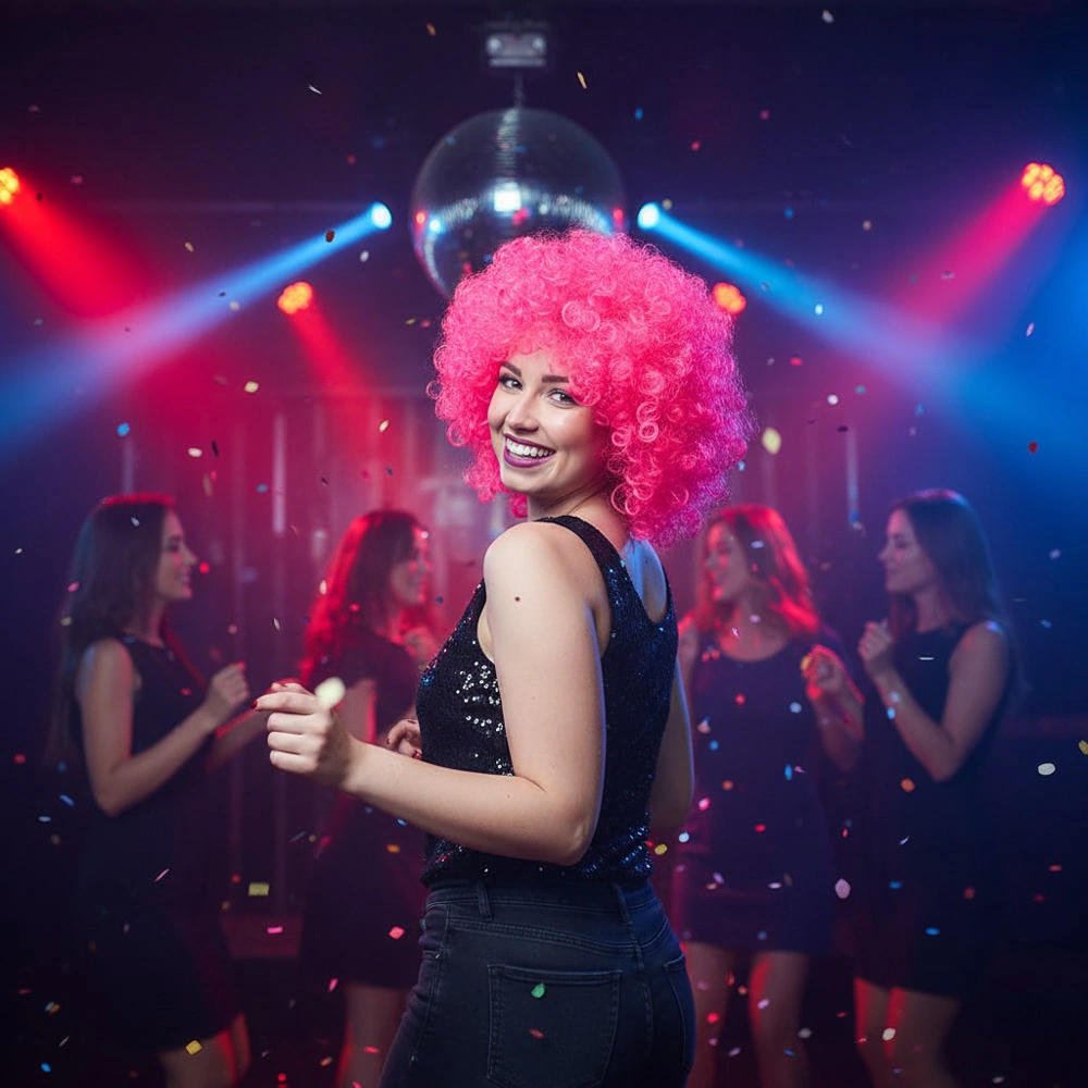 Animasyon Parti Ve Palyaço Peruğu / Neon Pembe - Uxfo-462277 Çok Renkli