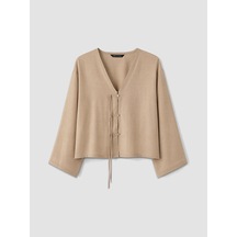 Lcw Modest Bej Süslü Düğmeli Oversize Kadın Kimono Xl-2xl