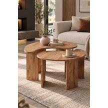 Sulorahome 2'li Oval Modern Orta Sehpa Seti Atlantik Çam