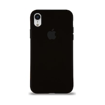 Apple Uyumlu iPhone XR Logolu Silikon Kılıf Altı Kapalı İçi Kadife Lansman Arka Kapak