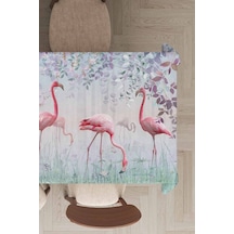 Pembe Flamingolu Dokuma Leke Tutmaz Masa Örtüsü Mso428n11