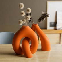 3d Baskı Interlocking Vazo - İç İçe Geçen Dekoratif Vazo-turuncu Çok Renkli