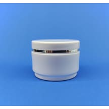 25 ML Beyaz Lüx Şeritli Mini Boş Pomat-Krem-Kozmetik Kutusu Kavanozu 1-100 Adet