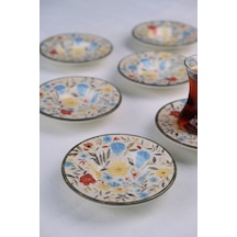 Tabak Evi Porselen Fiori Çay Tabağı Seti 12cm 6 Parça Bns6ctprs1217 Çok Renkli