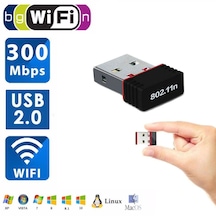 Wi-Fi USB Adaptör Wireless Alıcı 2.4 Ghz 300Mbps Laptop