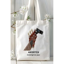 Art Hediye Akortçu Baskılı Bez Omuz Çantası Kişiye Özel Model 4 Çok Renkli