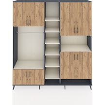 Hyperion Dolap 18 Raflı 8 Kapaklı Tek Askılı 220x44x243 Antrasit-çam/aytaşı Çok Renkli