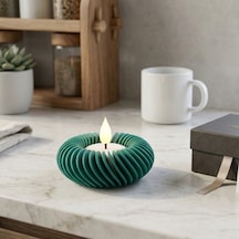 Modern Tasarım Led Tealight Yuvarlak Yeşil Mumluk Dekoratif Masa Üstü Aksesuarı Yeşil