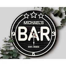 Bk Gift Barlara Özel Dekoratif Siyah Ahşap Duvar Saati 35cm-7 , Bar Duvar Saati , Cafe Duvar Saati , Özel Ahşap Saat Kobitmeyen138337 Bk Gift