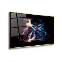Kozmik Kum Saati Gold Çerçeveli Cam Tablo