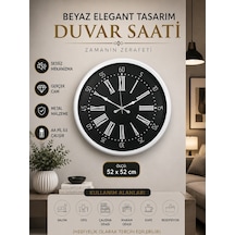 Beyaz Elegant Tasarım 52 Cm Metal Duvar Saati