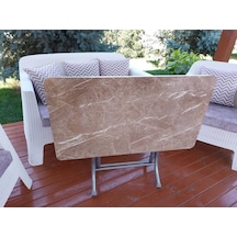 Dekoratif Katlanır Masa Bahçe Ve Çalışma Masası 60 110 Kahverengi Mermer Desen Diğer