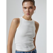 Koton Ribanalı Basic Atlet Pamuklu Slim Fit Ekru 4sal30006ık 4SAL30006IK010
