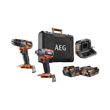 Aeg CK18 AC-2 Bl-X02B Çift Akülü Kömürsüz Kombo Set Darbeli Matkap + Darbeli Vidalama 2.0AH+4.0AH - 4935499435