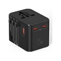 Ers 25w Evrensel Seyahat Adaptörü, Eu/us/uk/au Priz Dönüştürücü, 1x Usb, 2x Type-c Hızlı Şarj Diğer