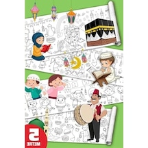 Ramazan Temalı Dev Boyama Kağıdı, 5 Metre Uzun, Çocuklar İçin
