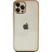 Apple Uyumlu iPhone 12 Pro Max Kılıf Kamera Korumalı Lensli Silikon Altın