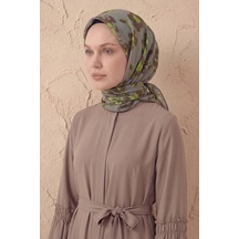 Silk Home Pamuk Karışımlı Eşarp Çiçekli Desen Pastel Yeşil 90x90 Çok Renkli