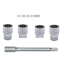 1/2 Kısa Yıldız Lokma 12 Köşe 17-18-19-21mm 250mm Uzatma Ara Kol