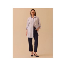 Seçil Oversize Katlanabilir Kollu Gömlek Mavi - 906330245 Mavi