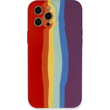 Apple iPhone  Uyumlu,  12 Pro Kılıf Ebruli Lansman Silikon - Kırmızı-mor