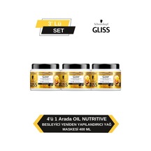 Gliss 4'ü 1 Arada Besleyici & Yeniden Yapılandırıcı Saç Bakım Maskesi Ultimate Oil 3 x 400 ML