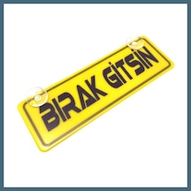Bezos Bırak Gitsin Yazılı Sarı Dekor Plaka Vantuzlu Cam Süsü 22x7.5cm Agc