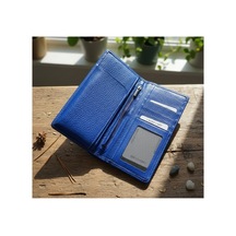 Passtell %100 Hakiki Deri Unisex Telefon Koymalı Cüzdan El Portföyü Mavi Mavi