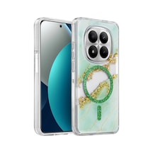 Onegif Xiaomi Redmi Note 15 Pro Plus 5g Lotus Simli Magsafe Kapak - Yeşil