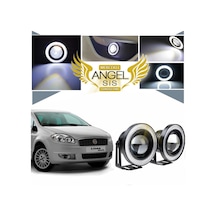 Fiat Linea Uyumlu, Universal Mercekli Led Angel Sis Farı, 76mm Beyaz Renk