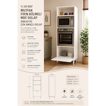 Renazzo %100 Mdf Mutfak Fırın Bölmeli Mdf Dolap Ankastre Çok Amaçlı Beyaz