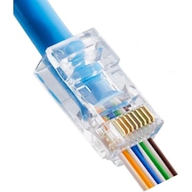 100 Adet Rj45 Cat6 Delikli Pass-through Konnektör Kolay Montaj Network Jak