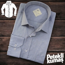 Linen Keten Klasik %100 Cotton Uzun Kollu Terletmeyen Tek Cepli Kapaklı Gri Gömlek Regular Kalıp -10244 Gri