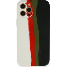 Newface Apple Apple iPhone Uyumlu  12 Pro Kılıf Ebruli Lansman Silikon - Beyaz-siyah