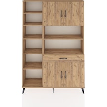 Arges Dolap 10 Raflı Tek Çekmeceli 4 Kapaklı 132x30x195 Çam-çam/çam Atlas Çam/atlas Çam
