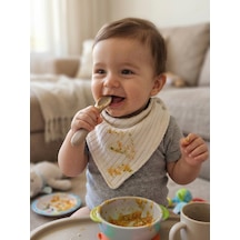 Çift Taraflı Çıtçıtlı Bebek Bandana Önlük - 1 Adet Bej - Ekru