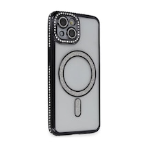 Apple iPhone Uyumlu-  13 Kılıf Joke Simli Magneticsafe Kılıf - Siyah