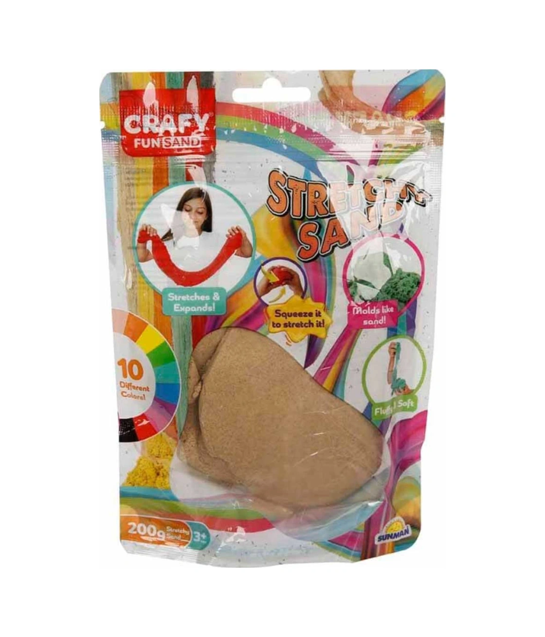 Streç Oyun Kumu Naturel 200 Gr Çok Renkli